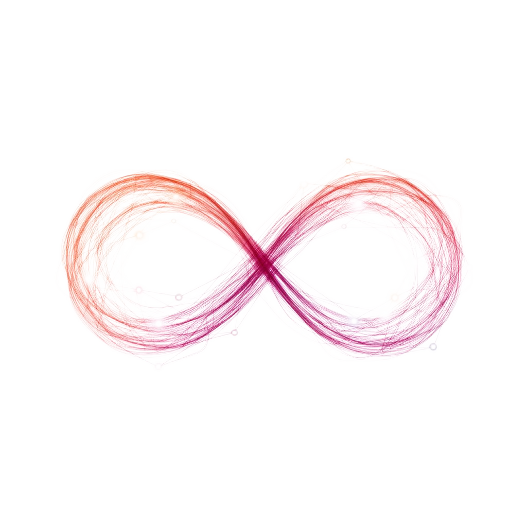 Two intertwining loops of connection forming an infinity shape